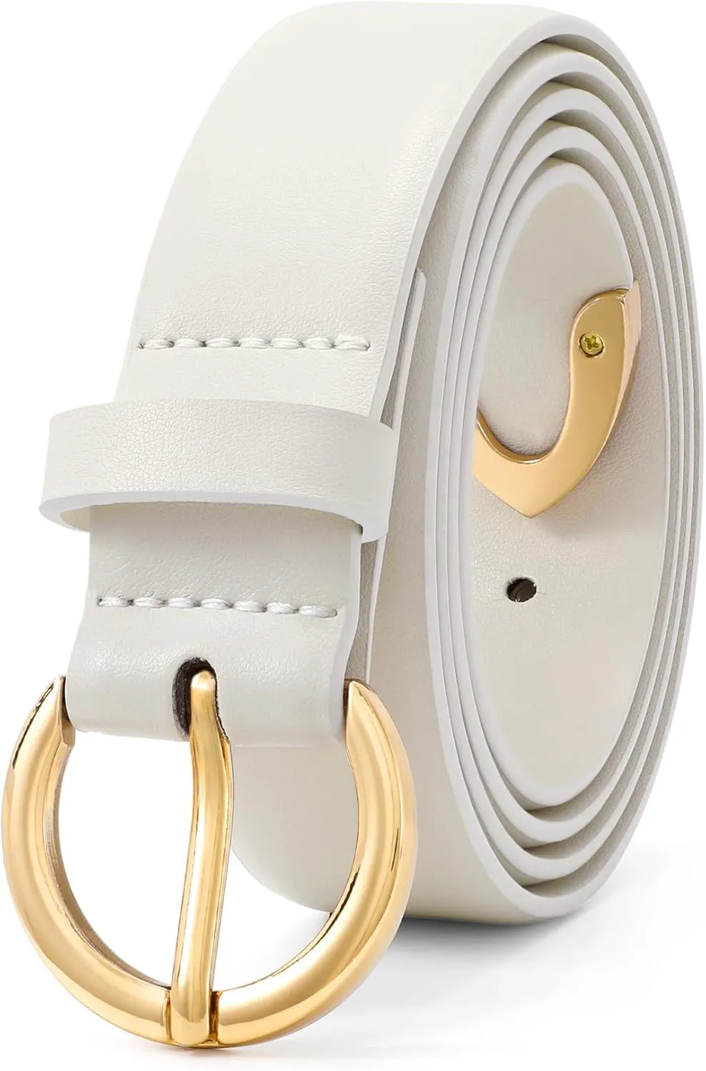 XZQTIVE Women’s Leather Belts for Jeans Pants Dresses Fashion Ladies Black Belt with Gold Buckle