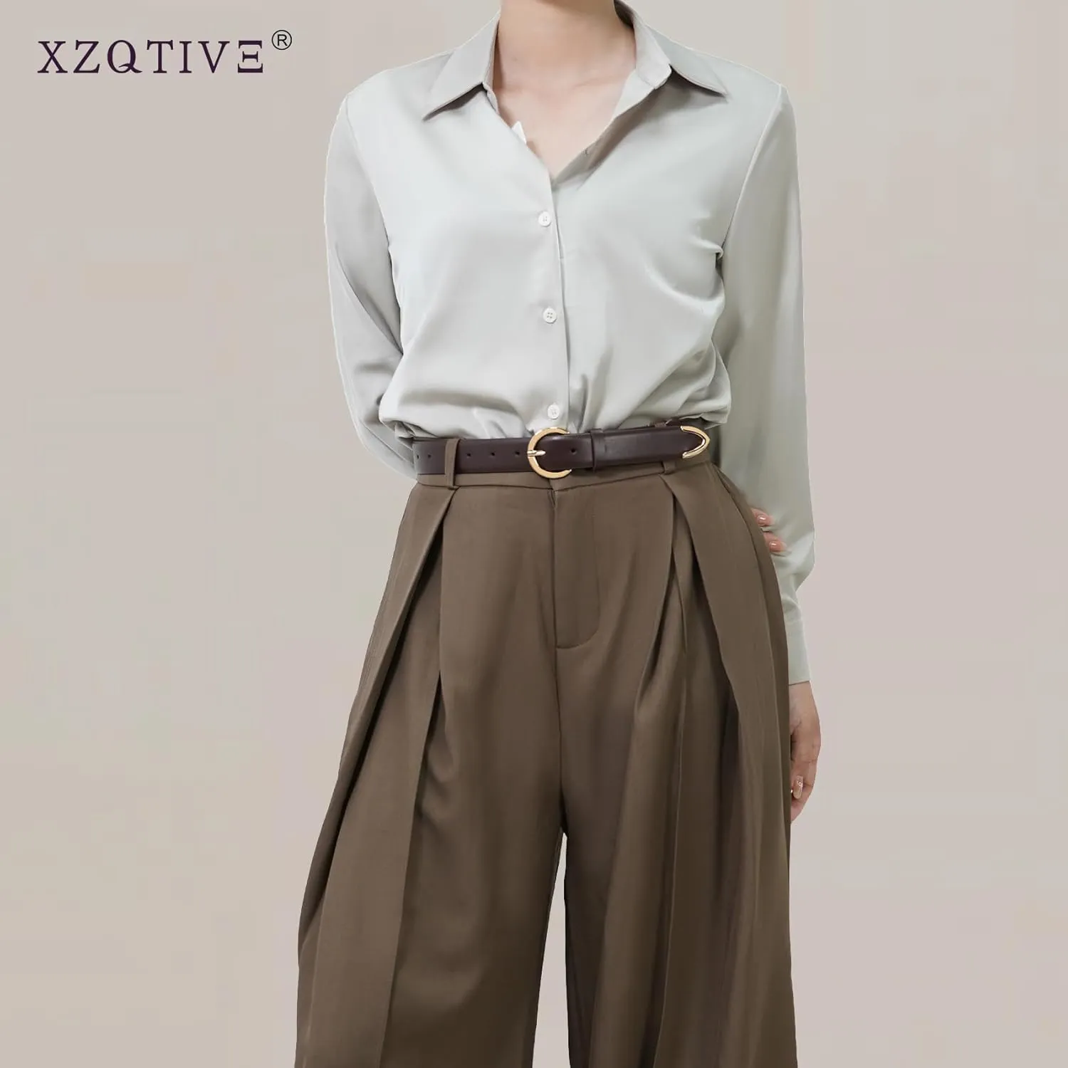 XZQTIVE Women’s Leather Belts for Jeans Pants Dresses Fashion Ladies Black Belt with Gold Buckle