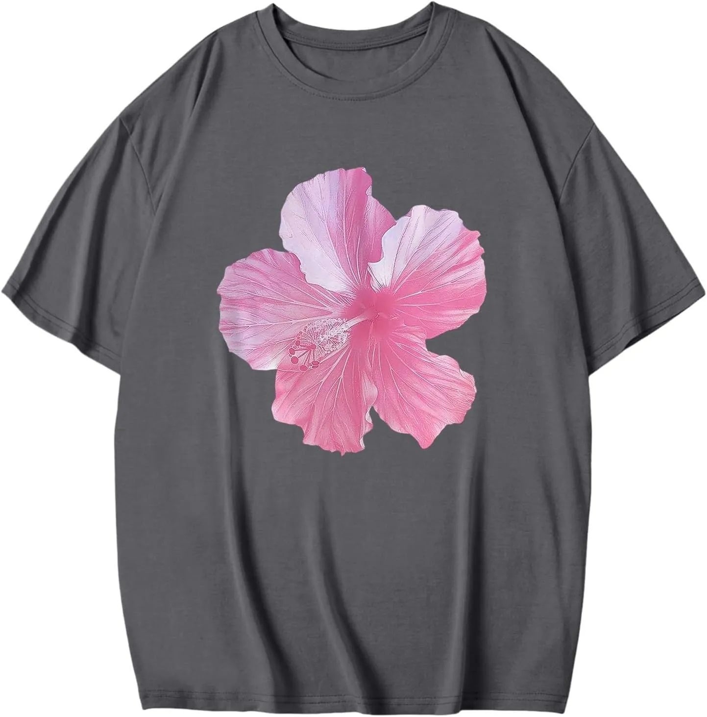 Y2k Shirts for Women Shorts Sleeve Oversized Pink Graphic Tshirt Crewneck Preppy Clothes for Teen Girls