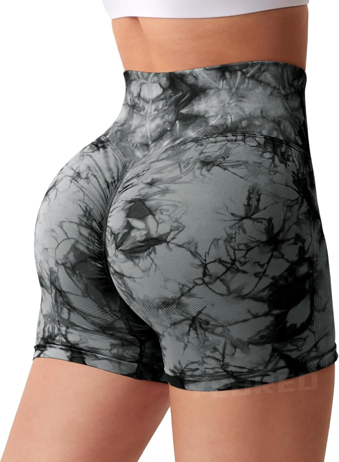 YEOREO Women High Waist Workout Yoga Gym Smile Contour Seamless Cycling Shorts
