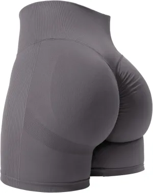 YEOREO Women High Waist Workout Yoga Gym Smile Contour Seamless Cycling Shorts