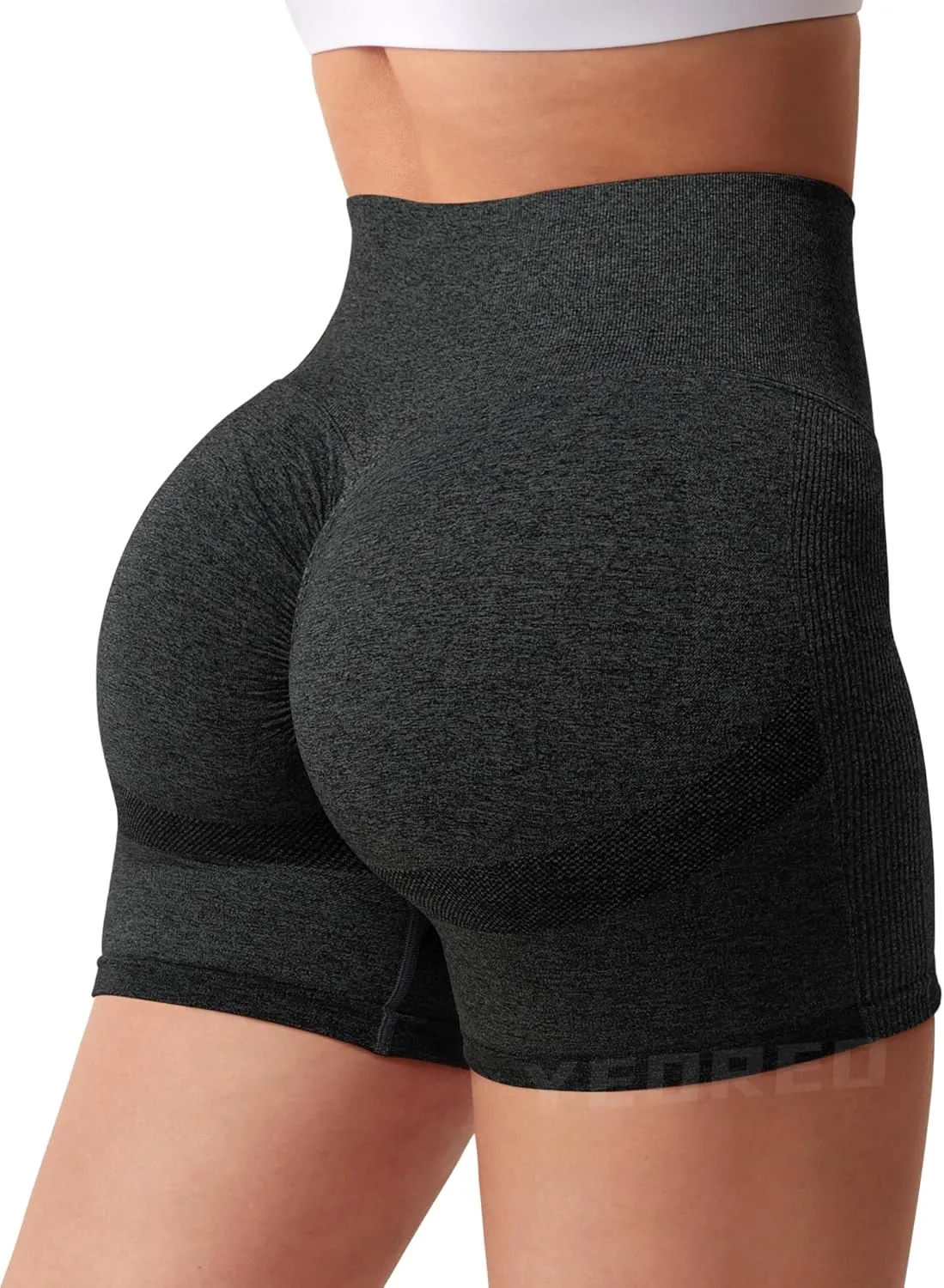 YEOREO Women High Waist Workout Yoga Gym Smile Contour Seamless Cycling Shorts