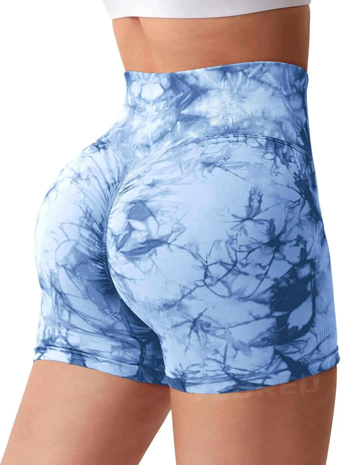 YEOREO Women High Waist Workout Yoga Gym Smile Contour Seamless Cycling Shorts