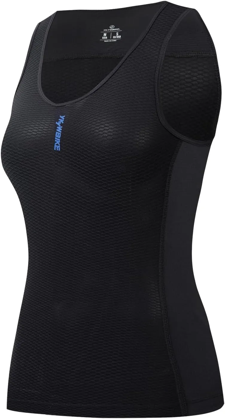 YKYWBIKE Cycling Base Layer Women Quick Dry Sleeveless Cycling Jersey Compression Mesh Undershirt Breathable Biker Shirts