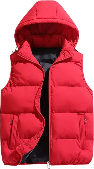 Ymosrh Men's Outerwear Vests Quilted Winter Vest Thicken Sleeveless Jacket With Hood Coats Puffer Vests, S-2XL