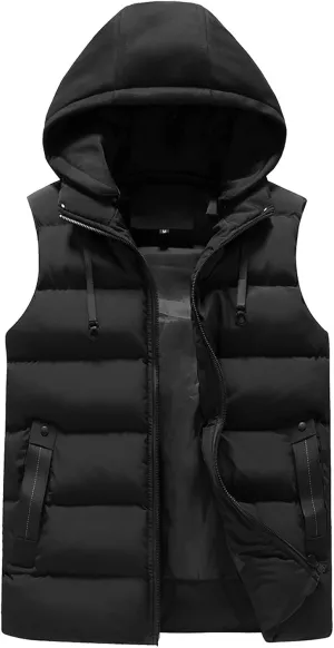 Ymosrh Men's Vest Jacket Light Winter Jacket Warm Outdoor Sleeveless Lightweight Water Resistant Vests With Hood, XS-2XL