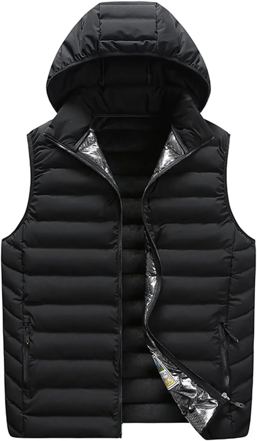Ymosrh Men's Winter Vest With Hood Outdoor Vest Outerwear Hooded Padded Puffer Sleeveless Vest Coats Jacket Vest