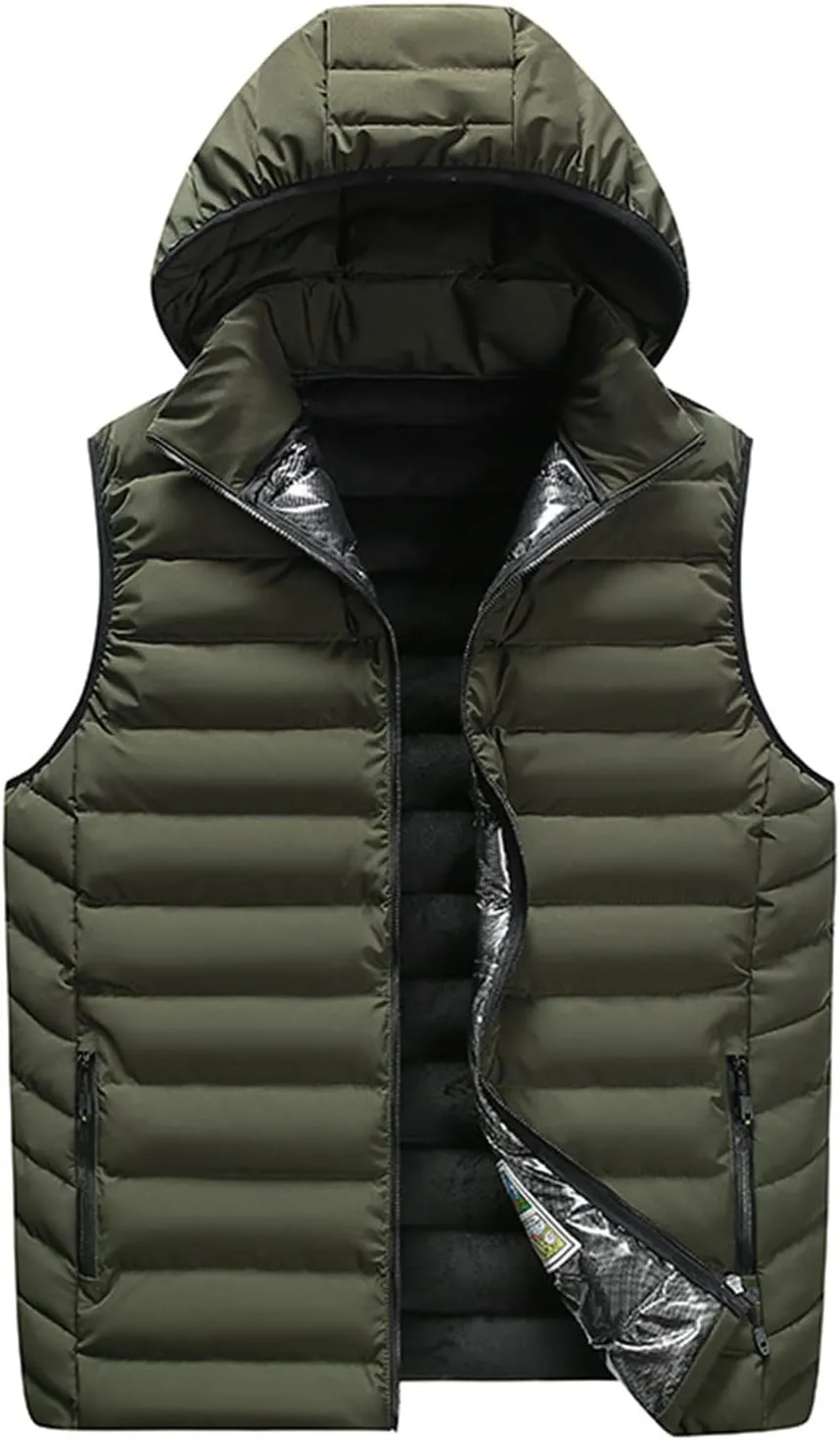 Ymosrh Men's Winter Vest With Hood Outdoor Vest Outerwear Hooded Padded Puffer Sleeveless Vest Coats Jacket Vest