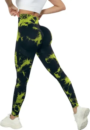 Yoga Pants Women's High Waist Yoga Pants Tie Dye Seamless Leggings, Compression Hip Lifting Stretch Leggings