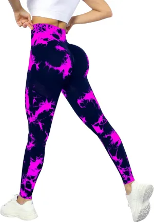 Yoga Pants Women's High Waist Yoga Pants Tie Dye Seamless Leggings, Compression Hip Lifting Stretch Leggings