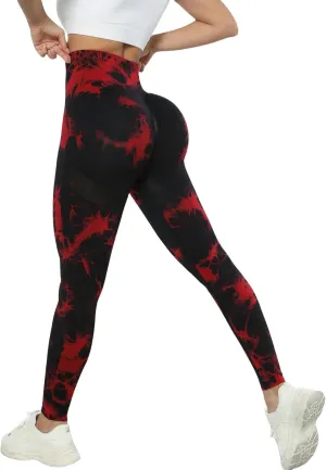 Yoga Pants Women's High Waist Yoga Pants Tie Dye Seamless Leggings, Compression Hip Lifting Stretch Leggings