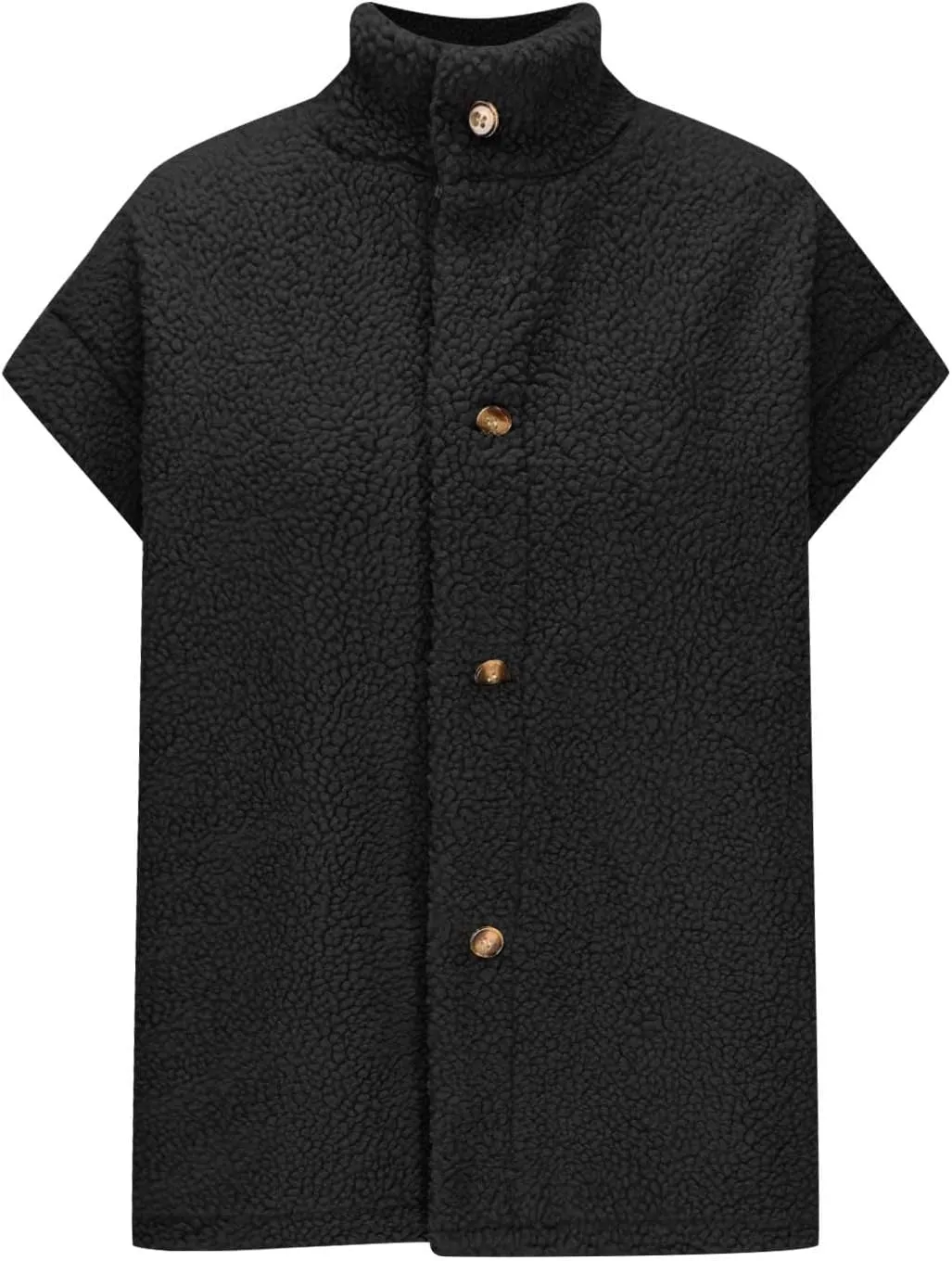 YRAETENM Women's Fuzzy Fleece Vest Casual Oversized Warm Button down Gilet Soft Sleeveless Stand Collar Jackets with Pockets
