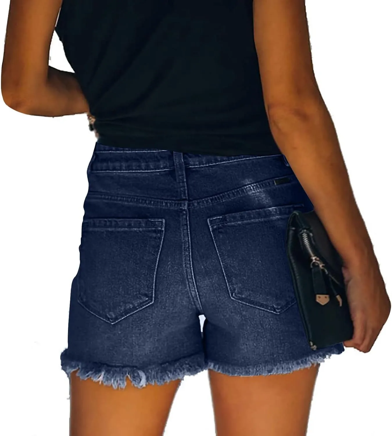 ZDRZK Womens Denim Shorts High Waisted Ripped Distressed Stretchy Jean Shorts with Pockets Dressy Casual Summer