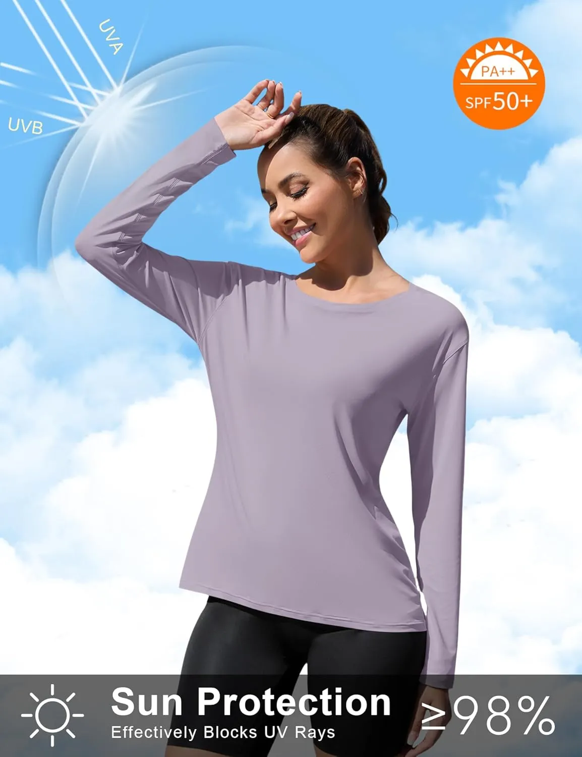 ZHENWEI Long Sleeve UV Protection Quick Dry T-Shirt Lightweight Sun Shirts for Women Outdoor Hiking Running