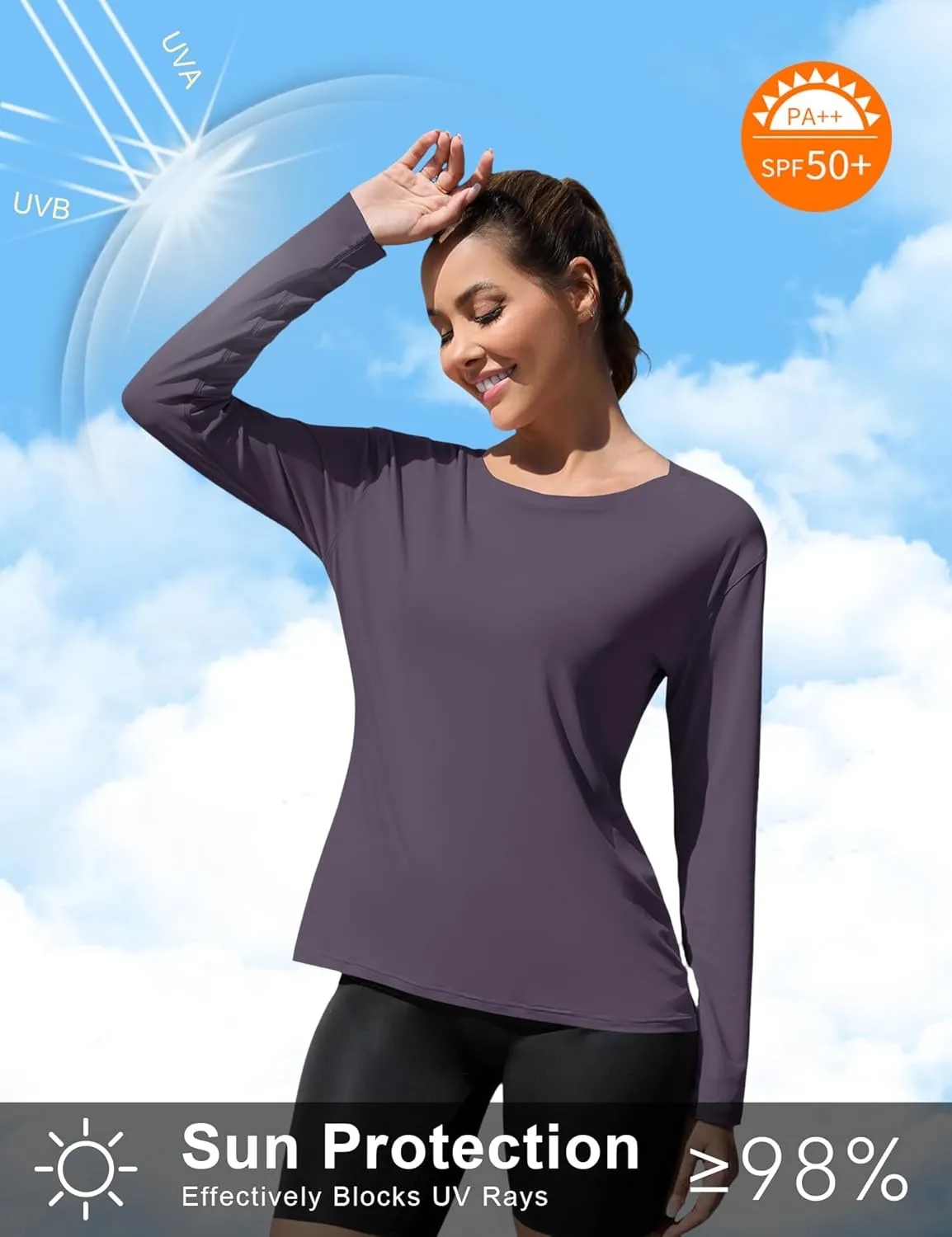 ZHENWEI Long Sleeve UV Protection Quick Dry T-Shirt Lightweight Sun Shirts for Women Outdoor Hiking Running