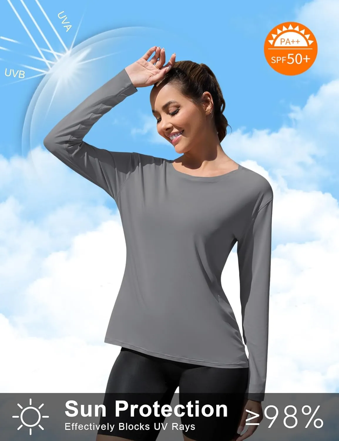 ZHENWEI Long Sleeve UV Protection Quick Dry T-Shirt Lightweight Sun Shirts for Women Outdoor Hiking Running