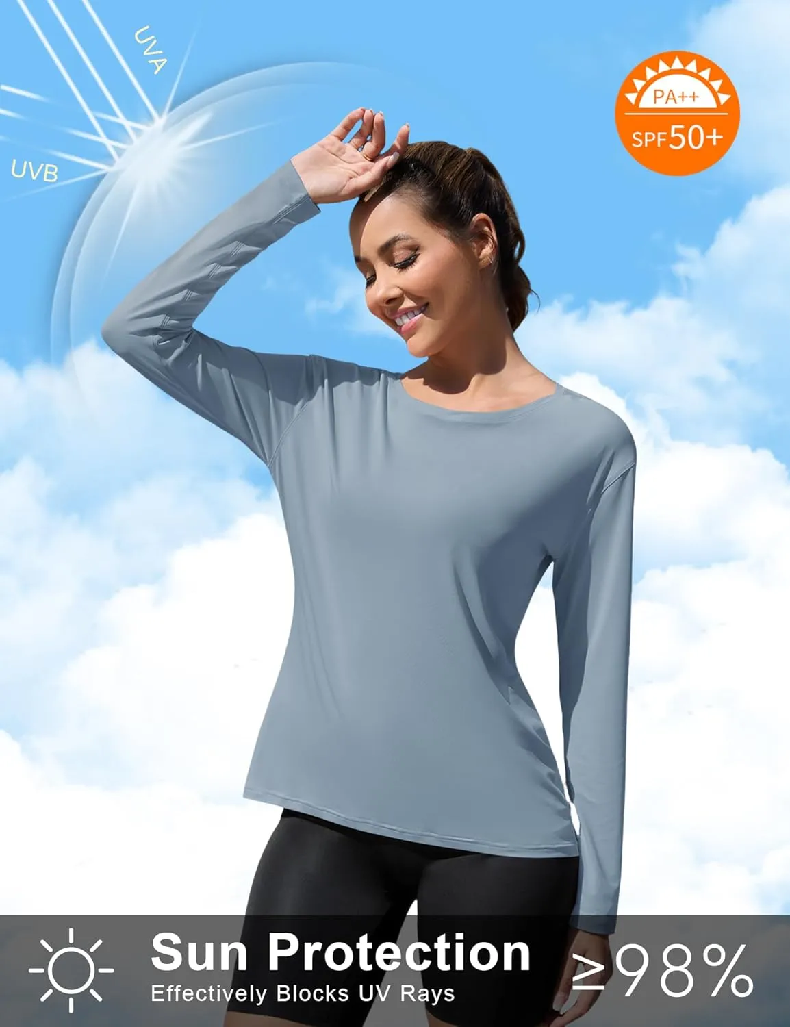 ZHENWEI Long Sleeve UV Protection Quick Dry T-Shirt Lightweight Sun Shirts for Women Outdoor Hiking Running
