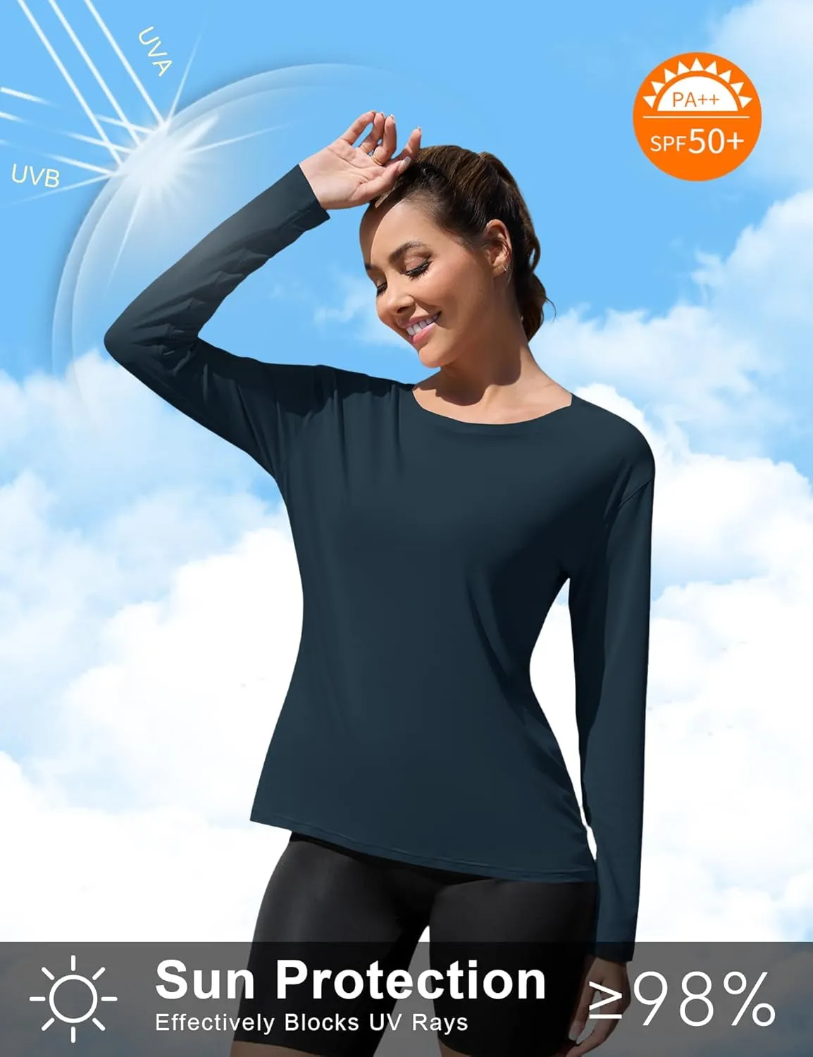 ZHENWEI Long Sleeve UV Protection Quick Dry T-Shirt Lightweight Sun Shirts for Women Outdoor Hiking Running