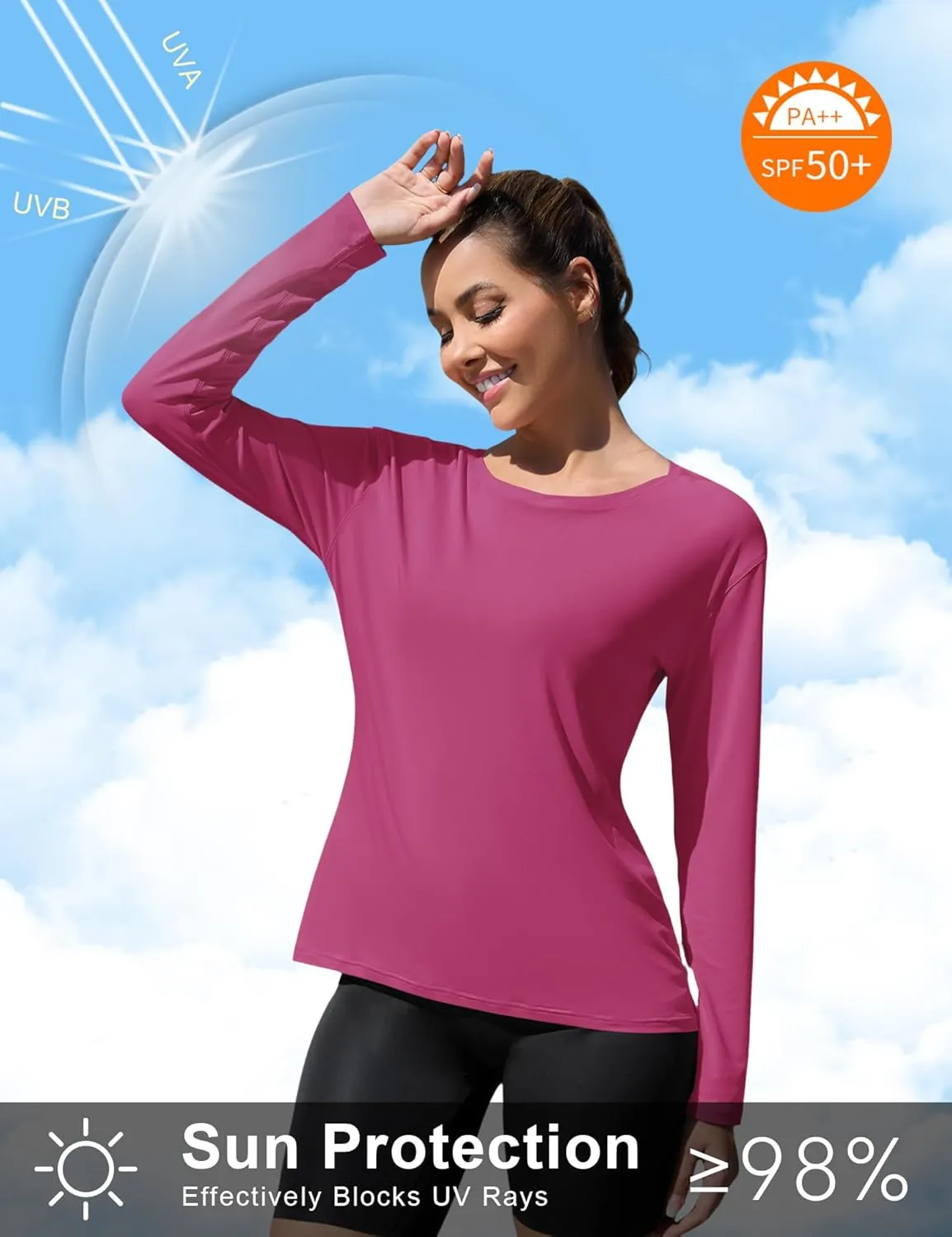 ZHENWEI Long Sleeve UV Protection Quick Dry T-Shirt Lightweight Sun Shirts for Women Outdoor Hiking Running